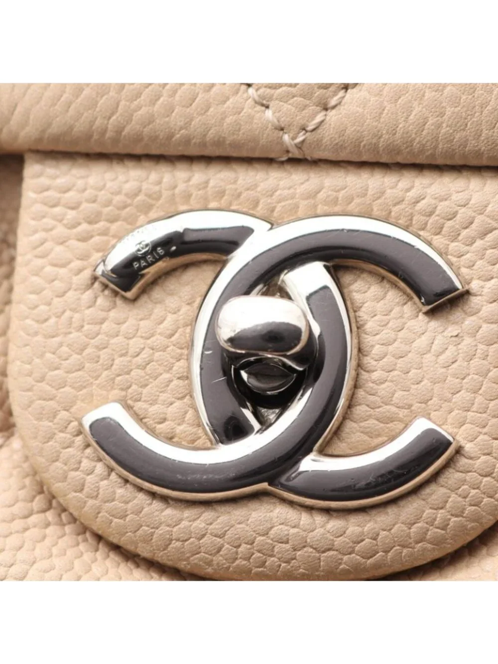 Chanel Shoulder Bag Deca Quilted Single Flap Light Beige Caviar Leather Chain